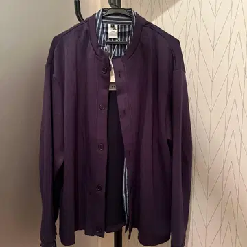 karaku 퍼플 가디건 L 사이즈 스트라이프 안감