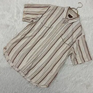 TWENTY WORKS 스트라이프 패턴 셔츠 베이지 x 브라운 L