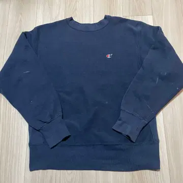 80s Champion 리버스 위브 네이비 무지 레지 눈 L