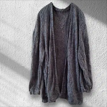 SHEIN 리브 오픈 프론트 가디건 [ L ] 겉옷 블루 계열