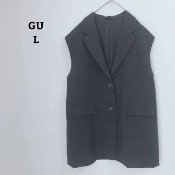 지유 오버사이즈 테일러드 베스트 베스트 미들 기장 레이어드 L