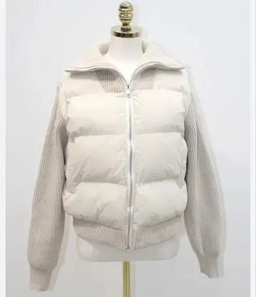 니트 웰론 집업 컬러 긴팔 배색 점퍼 다운 자켓