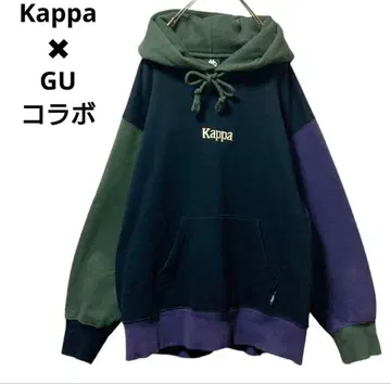 레어 [ L ] Kappa x GU 콜라보/빅 맨투맨 풀 후드티/자수/빅