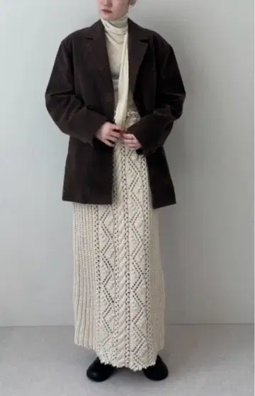 anuke 2025AW 새상품 케이블 니트 롱 타이트 스커트