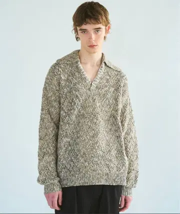 Camphor wood 시스루 니트 스키퍼/S 니트 셔츠