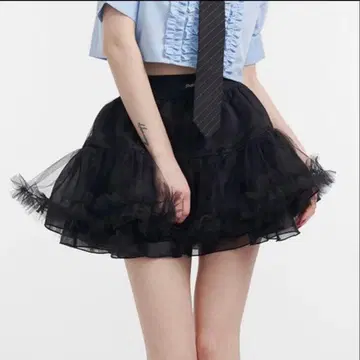 jouetie 볼륨 튤 스커트 티어드 튤 블랙