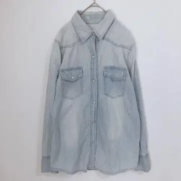 셔츠 데님 겉옷 워시감 면 코튼100 심플 가슴 포켓