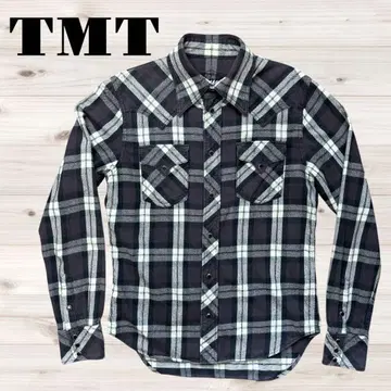 TMT 라메 체크 무늬 웨스턴 플란넬 셔츠 구제 의류 빈티지 아메카지