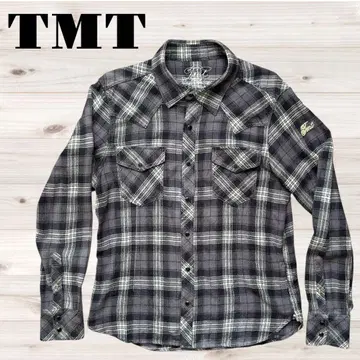 TMT 체크 무늬 긴팔 웨스턴 플란넬 셔츠 옴브레 구제 빈티지