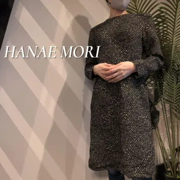 HANAE MORI 어깨 패드 올 패턴 긴팔 원피스