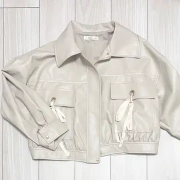 MAJESTIC LEGON 2way 리본 바이컬러 블루종 아이보리