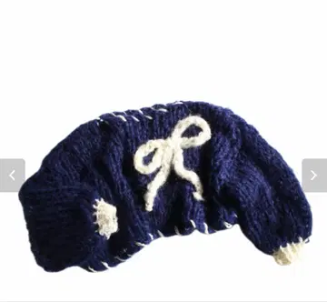 amuamu 핸드메이드 니트 리본 네이비