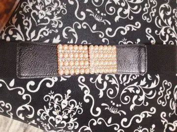 새상품급 스톤 펄 장식의 블랙 스트레치 벨트