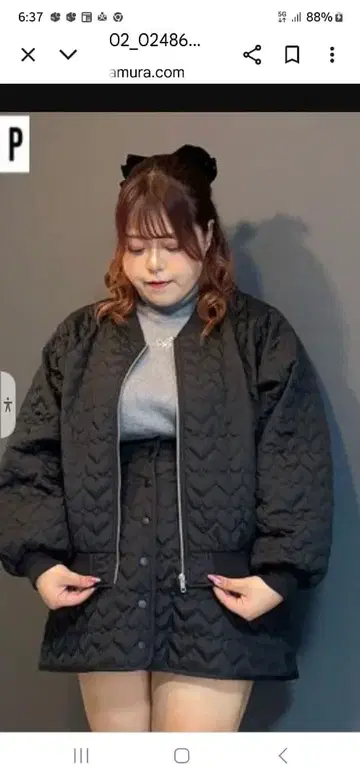 CHIP CLIP 블랙 하트 퀼팅 봄버 자켓 4L 미개봉 새상품