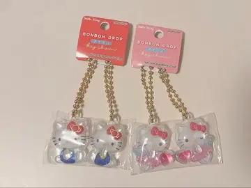 산리오 키티 모자 꽁지 드롭 커플 키참