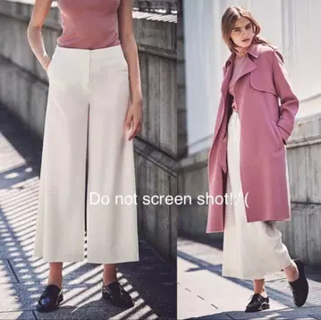 Theory 와이드 팬츠 가우초 울 크롭 화이트