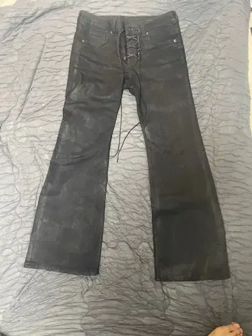 블랙 플레어 팬츠 레이스업