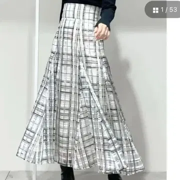 MERCURYDUO 머큐리 듀오 체크 볼륨 플레어 스커트