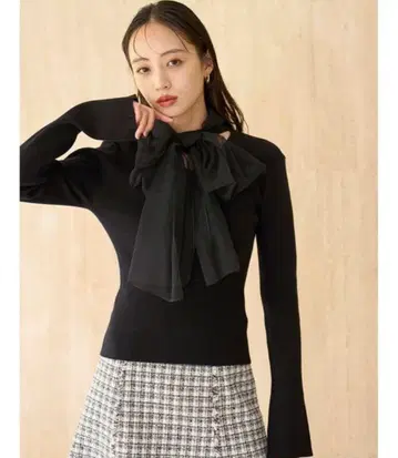 [ SNIDEL ] 뉴앙스 리본 니트 풀오버