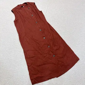 무인양품 헴프 혼방 스트레치 베스트 원피스 여성용 L 사이즈 브라운