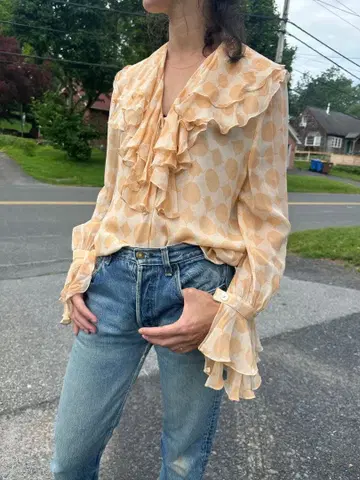 새상품급 니나리치 실크 100% 블라우스 NINA RICCI 상의 셔츠