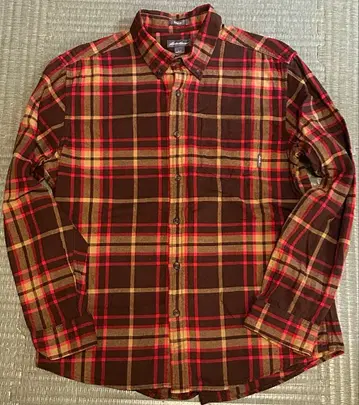 새상품급 에디 바우어 체크 무늬 플란넬 셔츠 브라운 레드