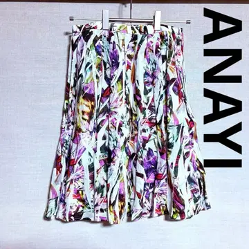 새상품급 ANAYI 꽃무늬 스커트 린넨 일본제 익명 배송