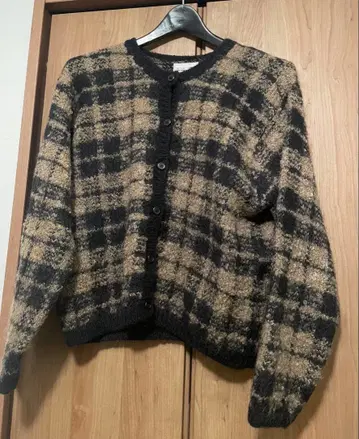 모헤어 체크 가디건 빈티지