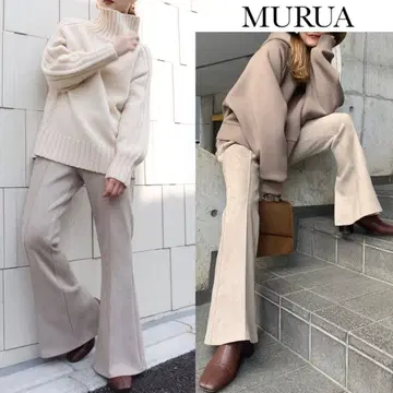 무루아 백 슬릿 스웨이드 팬츠