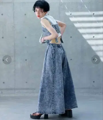 모듬 데님 점프 스커트 페이지 보이 블루