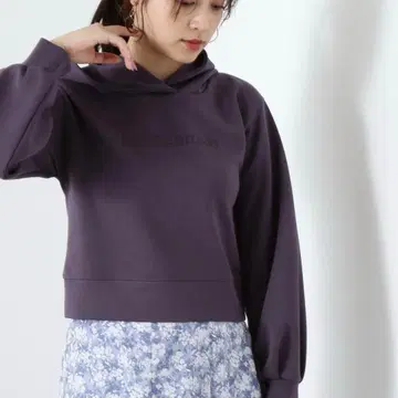 JILLSTUART 질 바이 질 스튜어트 로고 보라색 맨투맨 후드티