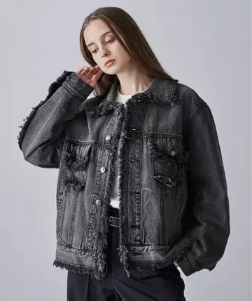 [ CLEL ] 하드 프린지 데님 자켓 L 사이즈