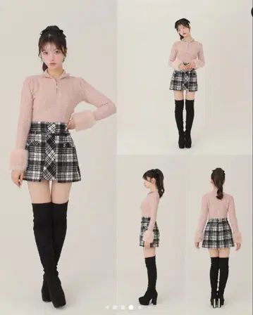 Mmeeme 인조 모피 케이블 니트탑