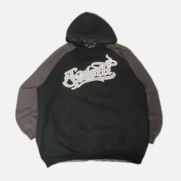 90s B계 힙합 Gawtti 자수 로고 후드티 블랙