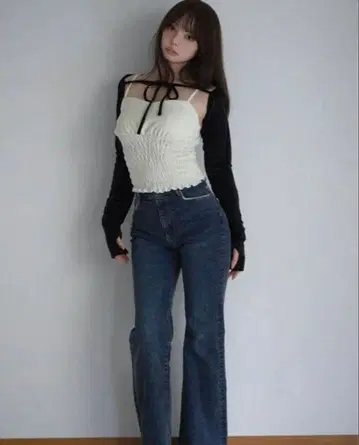 andmary Heart stitch denim navy blue