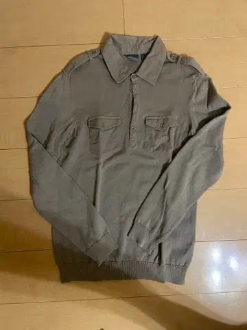 Armani Exchange 그레이 긴팔 피케 셔츠