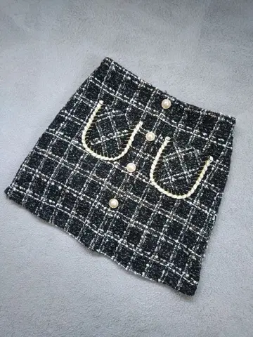 [ ibeul ] 팬시 트위드 더블 포켓 미니 스커트