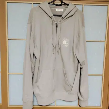 CONVERSE 베이지 후드티 후드 부착