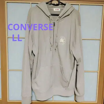 CONVERSE 베이지 후드티 후드 부착