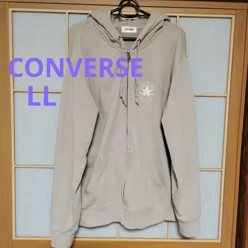 CONVERSE 베이지 후드티 자수 로고