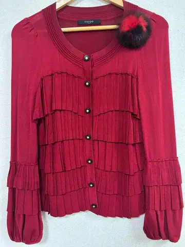 COTOO 프릴 달린 레드 가디건 새상품급