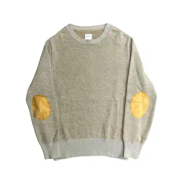 THE NERDYS 코튼 니트 스웨터 가죽 패치 M