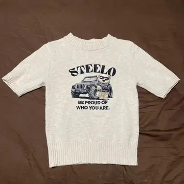 Steelo 프린트 반팔 니트 프리 사이즈