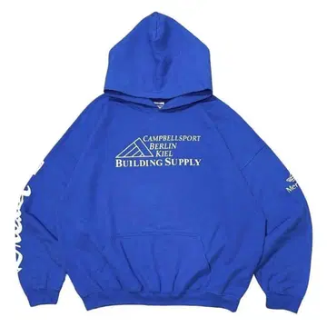 빈티지 후드 맨투맨 USA 기업 상품 소매 프린트 블루 2XL