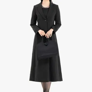 [아드루즈] 상복 예복 여성용 프론트 오픈 원피스 롱 기장