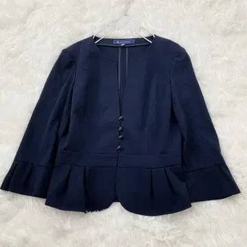 엠즈 그레이시 턱 페플럼 노카라 자켓 네이비 38