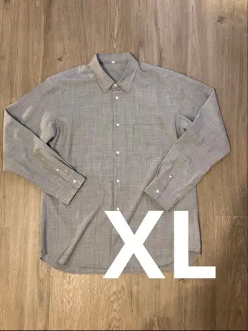 무지 라보 울 혼방 레귤러 카라 셔츠 라이트 그레이 XL