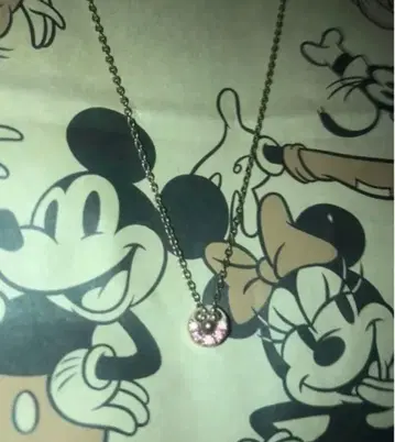 Disney 925 실버 목걸이 핑크 스톤