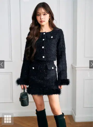 페더 트위드 자켓 x 인빵 안감 부착 스커트 셋업[pm634]