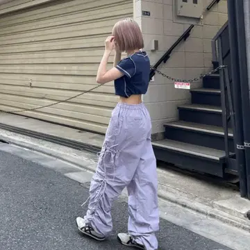 HTH ribbon cargo pants(purple)